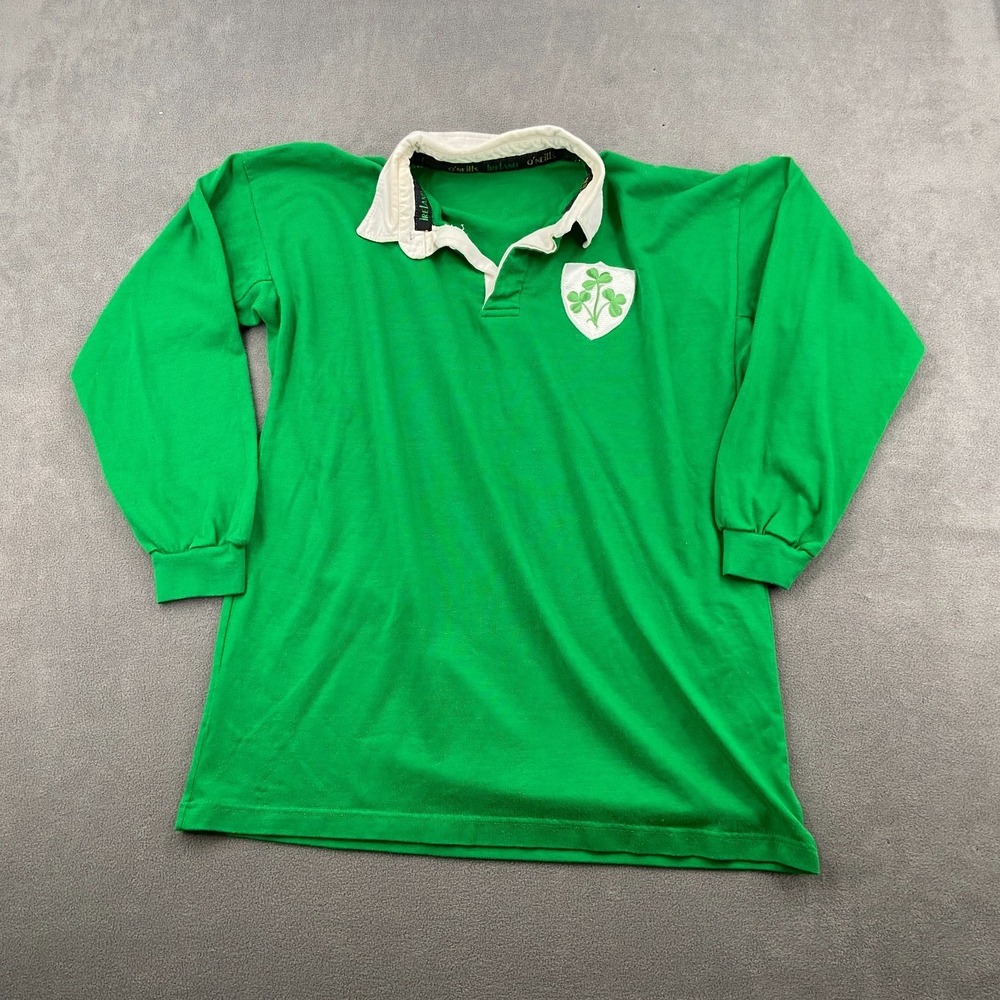 Vintage O'Neills Ireland Rugby Union Shirt Mens XL Green Acrylic Patch Logo